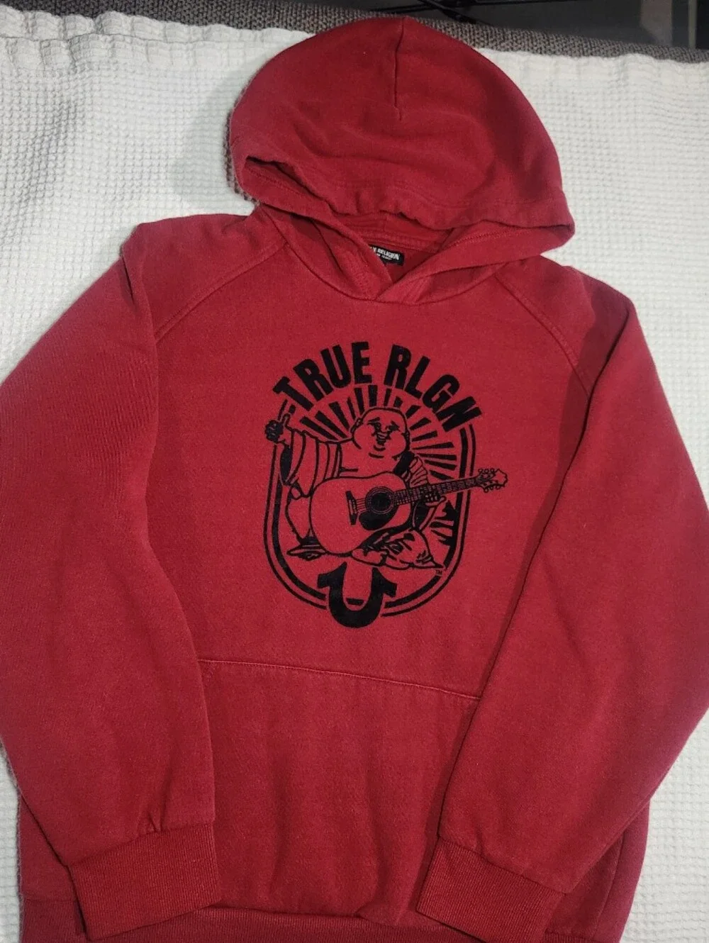 True Religion Red Hoodie with Black Graphic Size M